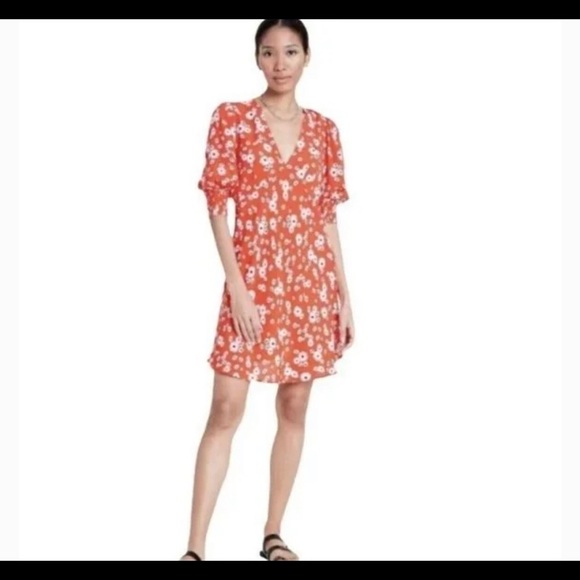 Rixo Daisy print red summer festival spring short dress size 4 NWT - Picture 5 of 5